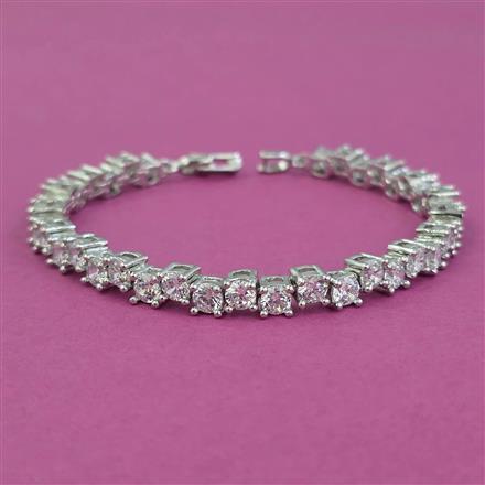 American Diamond Openable Bracelet with Rhodium Plating Mehndi Plating