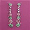 American Diamond Long Earring with Rhodium Plating