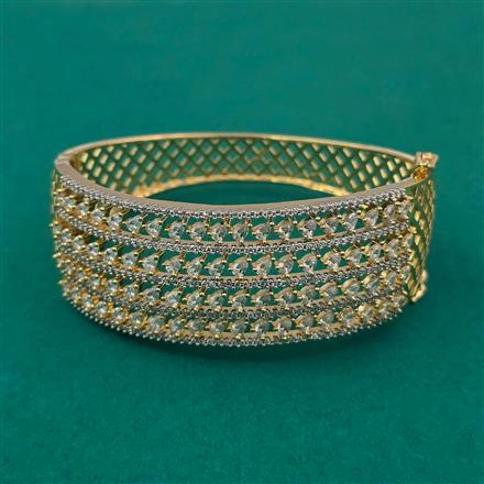 American Diamond Openable kada with Rhodium Plating 2 Tone Plating Mehndi Plating