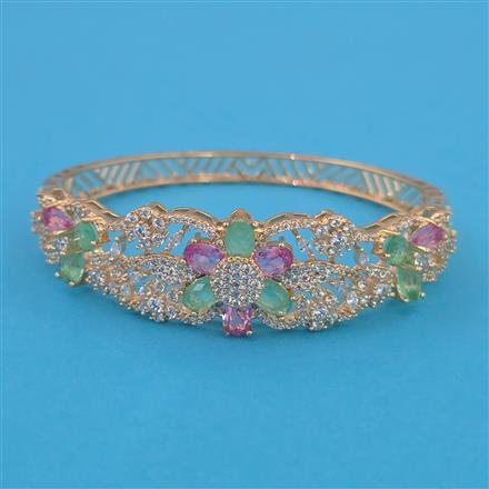 American Diamond Hazoorilal Kada with Rhodium Plating