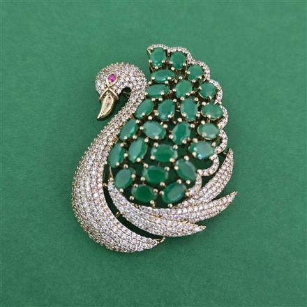 American Diamond Birds Brooch with Mehndi Plating