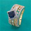 American Diamond Adjustable Ring with 2 Tone Plating
