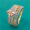 American Diamond Adjustable Ring with 2 Tone Plating