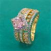 American Diamond Adjustable Ring with 2 Tone Plating