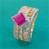 American Diamond Adjustable Ring with 2 Tone Plating