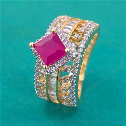 American Diamond Adjustable Ring with 2 Tone Plating
