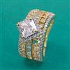 American Diamond Adjustable Ring with 2 Tone Plating