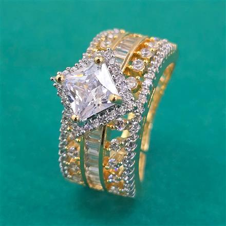 American Diamond Adjustable Ring with 2 Tone Plating