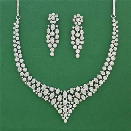 American Diamond Classic Necklace with Rhodium Plating 2 Tone Plating Mehndi Plating