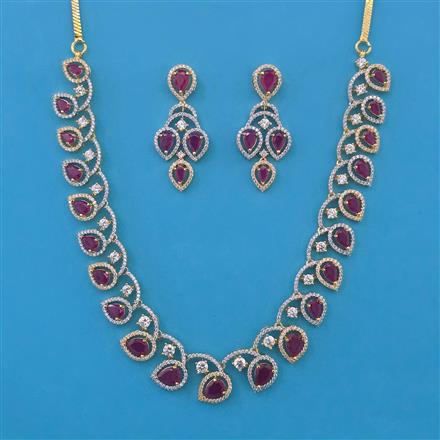 American Diamond Classic Necklace with 2 Tone Plating