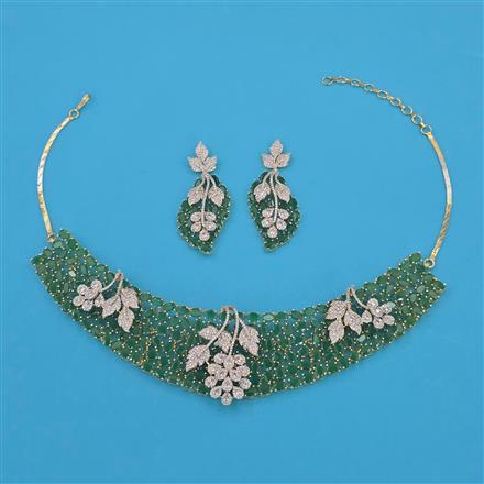 American Diamond Choker Necklace with 2 Tone Plating