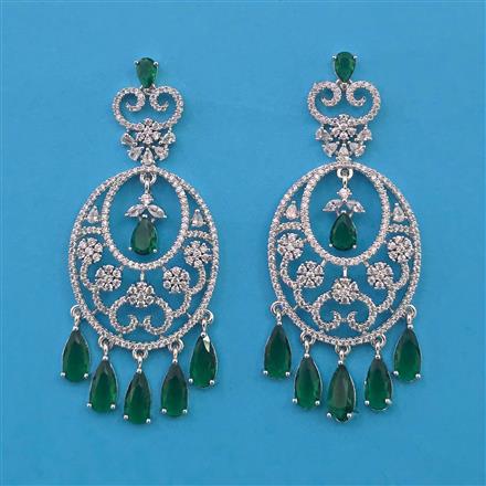 American Diamond Classic Earring with Rhodium Plating