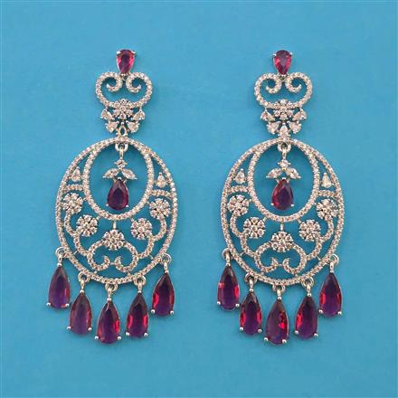 American Diamond Classic Earring with Rhodium Plating