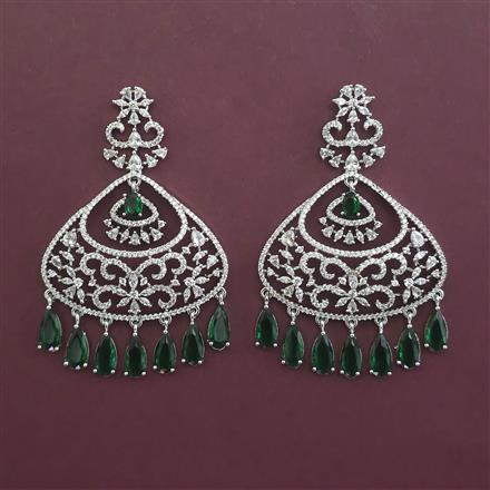 American Diamond Classic Earring with Rhodium Plating
