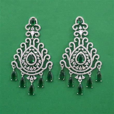 American Diamond Classic Earring with Rhodium Plating