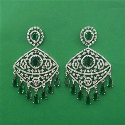 American Diamond Classic Earring with Rhodium Plating