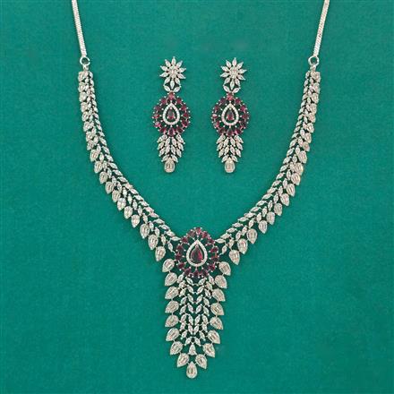 American Diamond Classic Necklace with Rhodium Plating