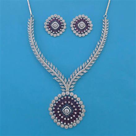American Diamond Classic Necklace with Rhodium Plating