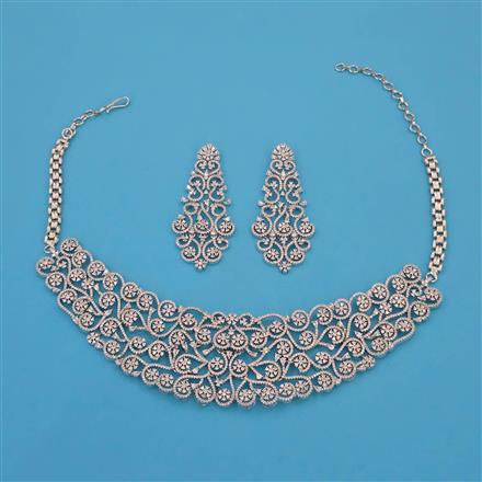 American Diamond Classic Necklace with Rhodium Plating 2 Tone Plating Mehndi Plating