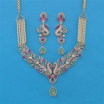 American Diamond Hazoorilal Necklace with Carat Plating