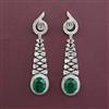 American Diamond Long Earring with Rhodium Plating