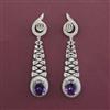 American Diamond Long Earring with Rhodium Plating