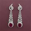 American Diamond Long Earring with Rhodium Plating