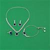 American Diamond Combo Necklace Set with Rhodium Plating