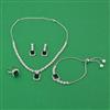 American Diamond Combo Necklace Set with Rhodium Plating