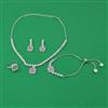 American Diamond Combo Necklace Set with Rhodium Plating