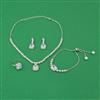 American Diamond Combo Necklace Set with Rhodium Plating