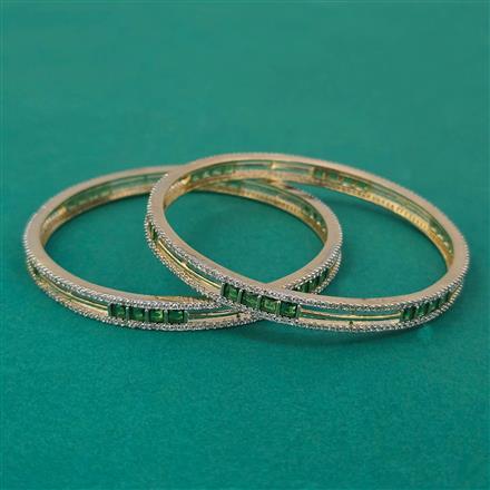 American Diamond 2 Pc Classic Bangles with 2 Tone Plating