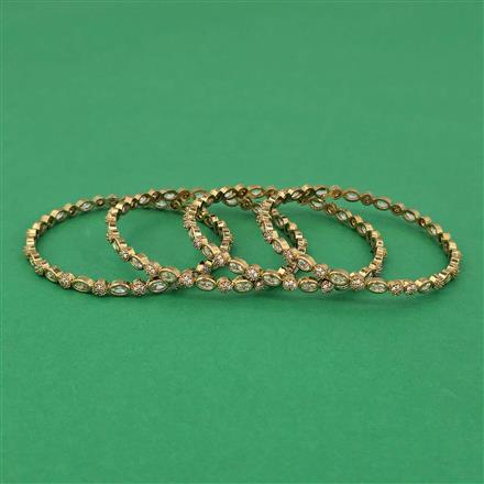 American Diamond 4 Pc Classic Bangles with Mehndi Plating