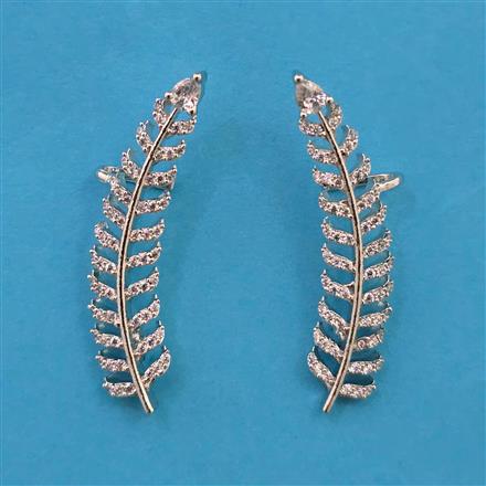 American Diamond Earcuff with Rhodium Plating 2 Tone Plating Mehndi Plating