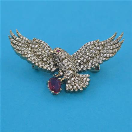 American Diamond Birds Brooch with Mehndi Plating