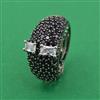 American Diamond Adjustable Ring with Black Plating