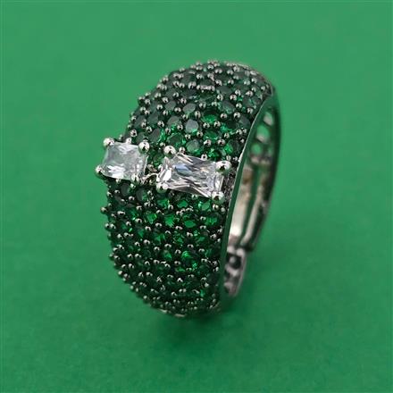 American Diamond Adjustable Ring with Black Plating