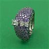 American Diamond Adjustable Ring with Black Plating