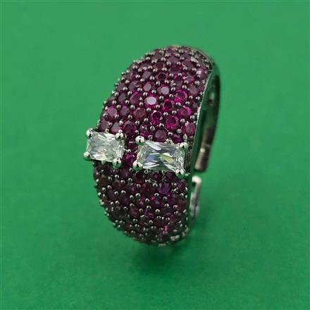 American Diamond Adjustable Ring with Black Plating