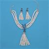 American Diamond Pearl Necklace with Rhodium Plating