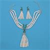 American Diamond Pearl Necklace with Rhodium Plating