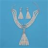 American Diamond Pearl Necklace with Rhodium Plating