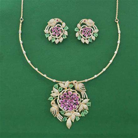 American Diamond Hazoorilal Pendant Set with Carat Plating