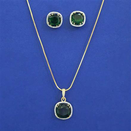 American Diamond Classic Pendant Set with 2 Tone Plating