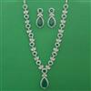 American Diamond Long Necklace with Rhodium Plating