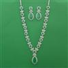 American Diamond Long Necklace with Rhodium Plating