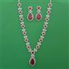 American Diamond Long Necklace with Rhodium Plating