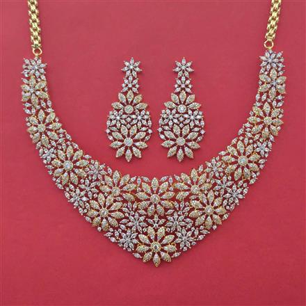 American Diamond Classic Necklace with Rhodium Plating 2 Tone Plating Mehndi Plating