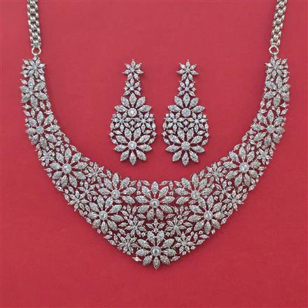 American Diamond Classic Necklace with Rhodium Plating 2 Tone Plating Mehndi Plating