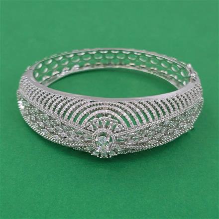 American Diamond Broad Kada with Rhodium Plating 2 Tone Plating